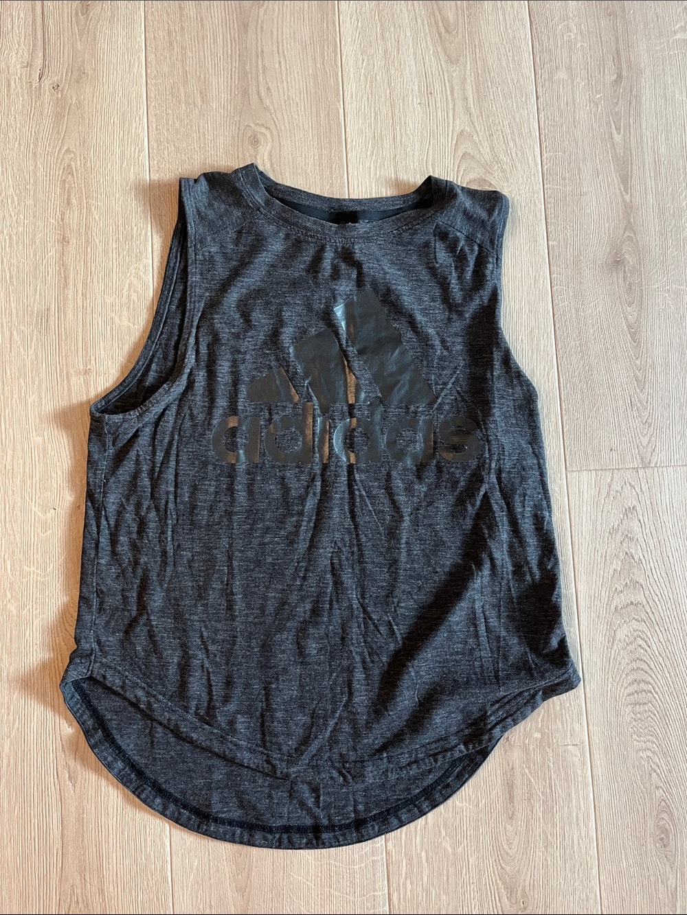 ADIDAS Charcoal Black Logo Muscle Tank